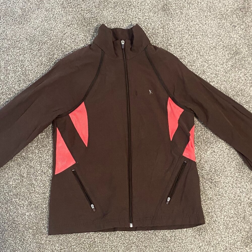 Danskin Now 2-in-1 Convertible Jacket Zip-Off Sleeves Brown Pockets Girl's S 4/6